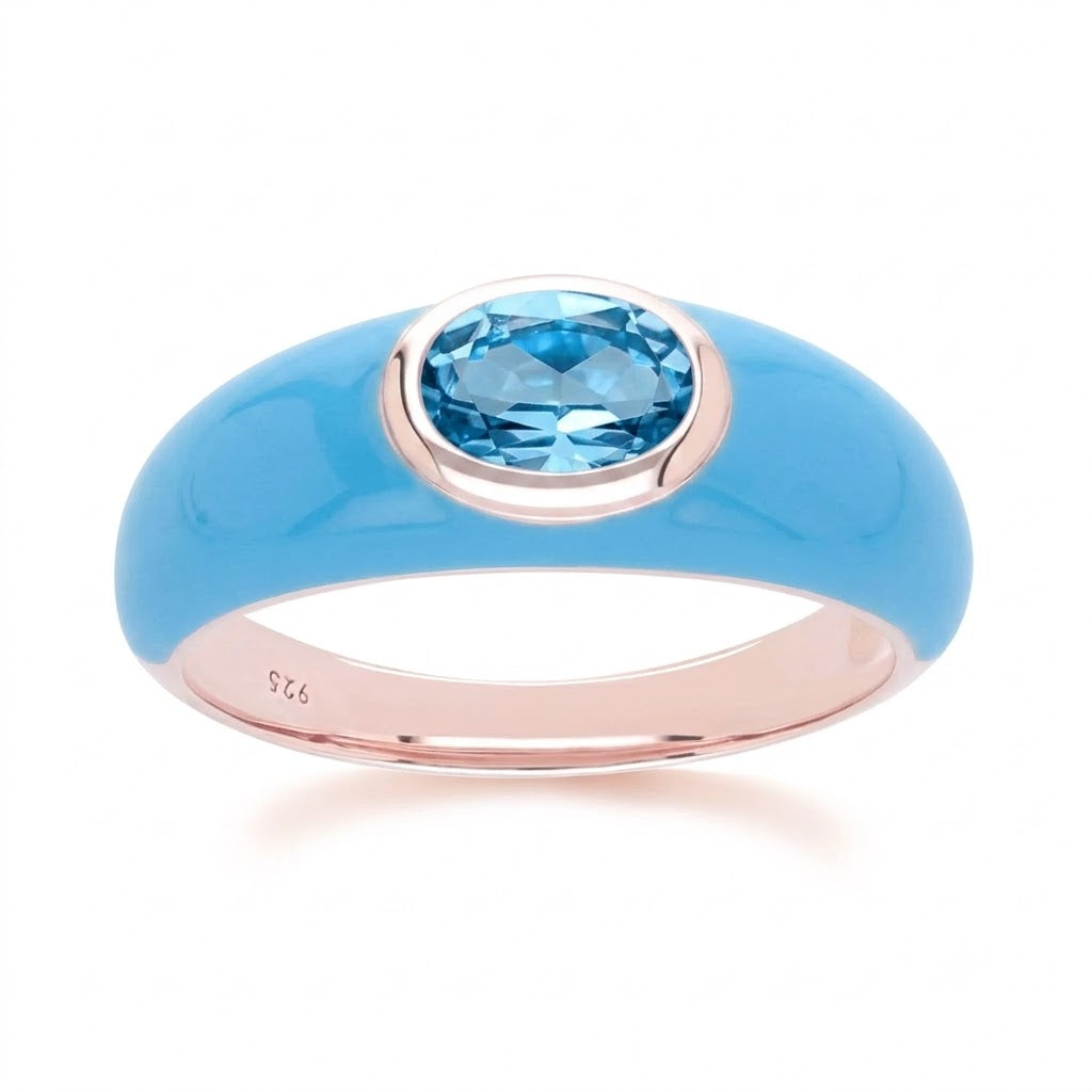 Azure Arc Baguette Dome Oval Ring (Mint Green Edition)