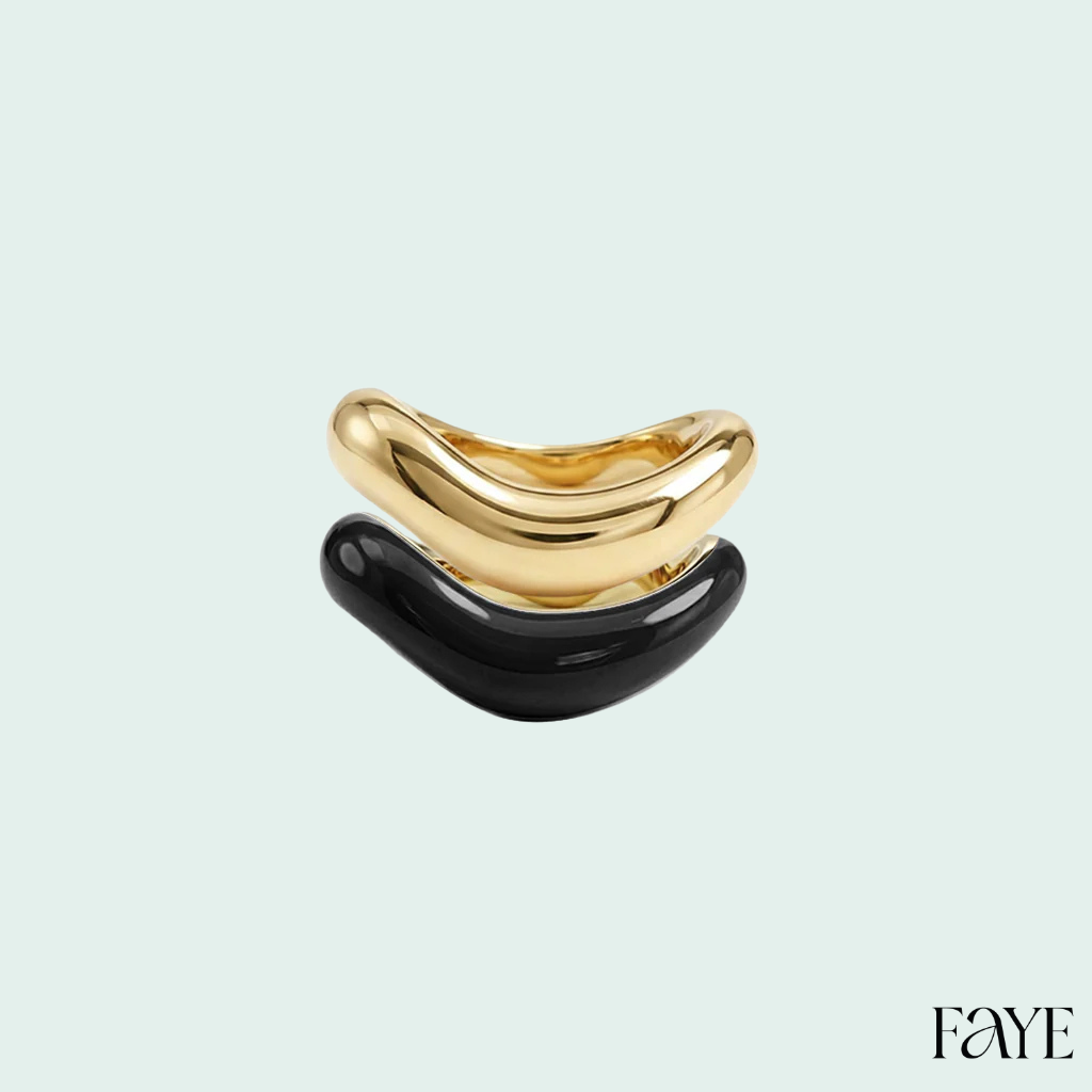 Gold Liquid Tide Rings (set of 2)
