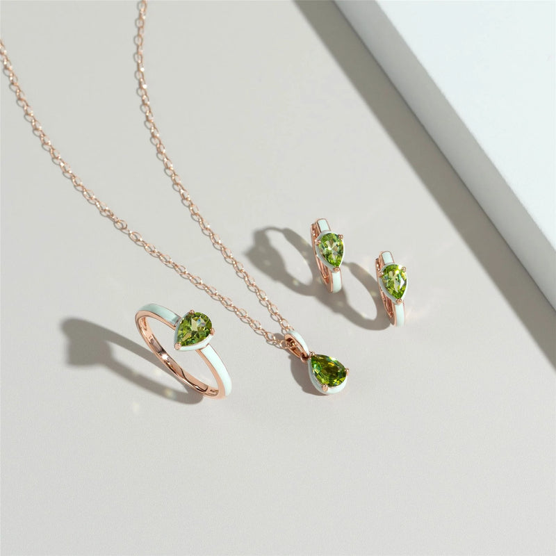 Aura Pear Huggie Earrings (Olive Edition)
