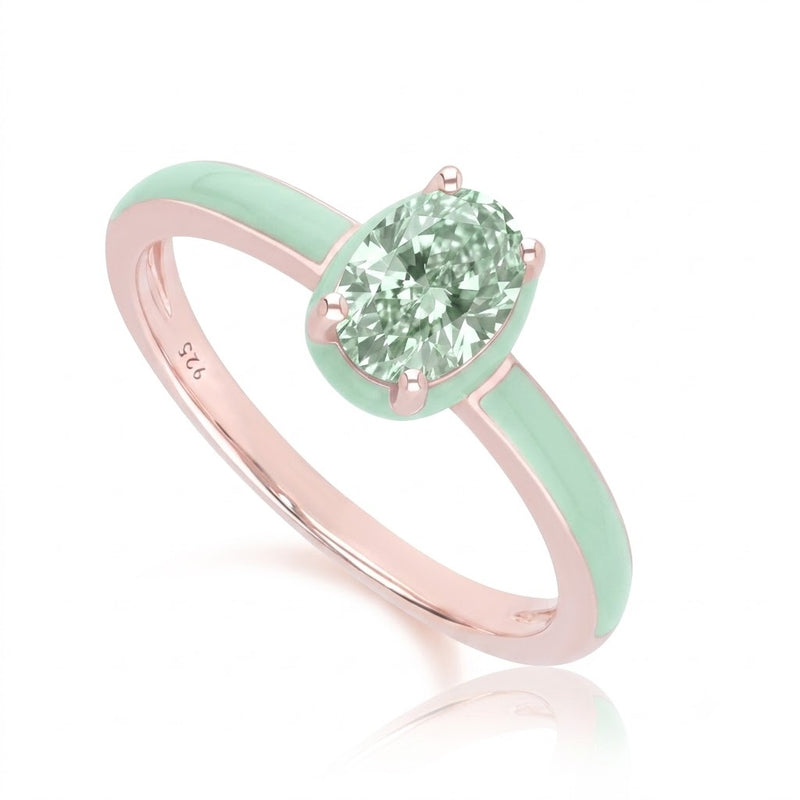 Lumina Round-Cut Enamel Ring (Mint Green Edition)