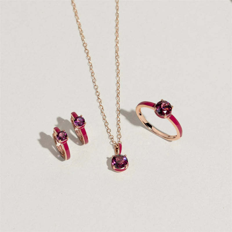Chroma Orb Huggie Earrings (Fuchsia Edition)