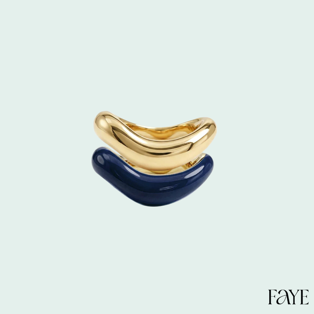 Gold Liquid Tide Rings (set of 2)