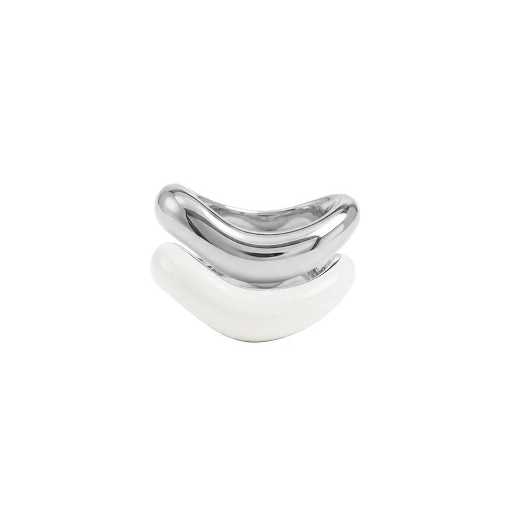 Silver Liquid Tide Rings (set of 2)