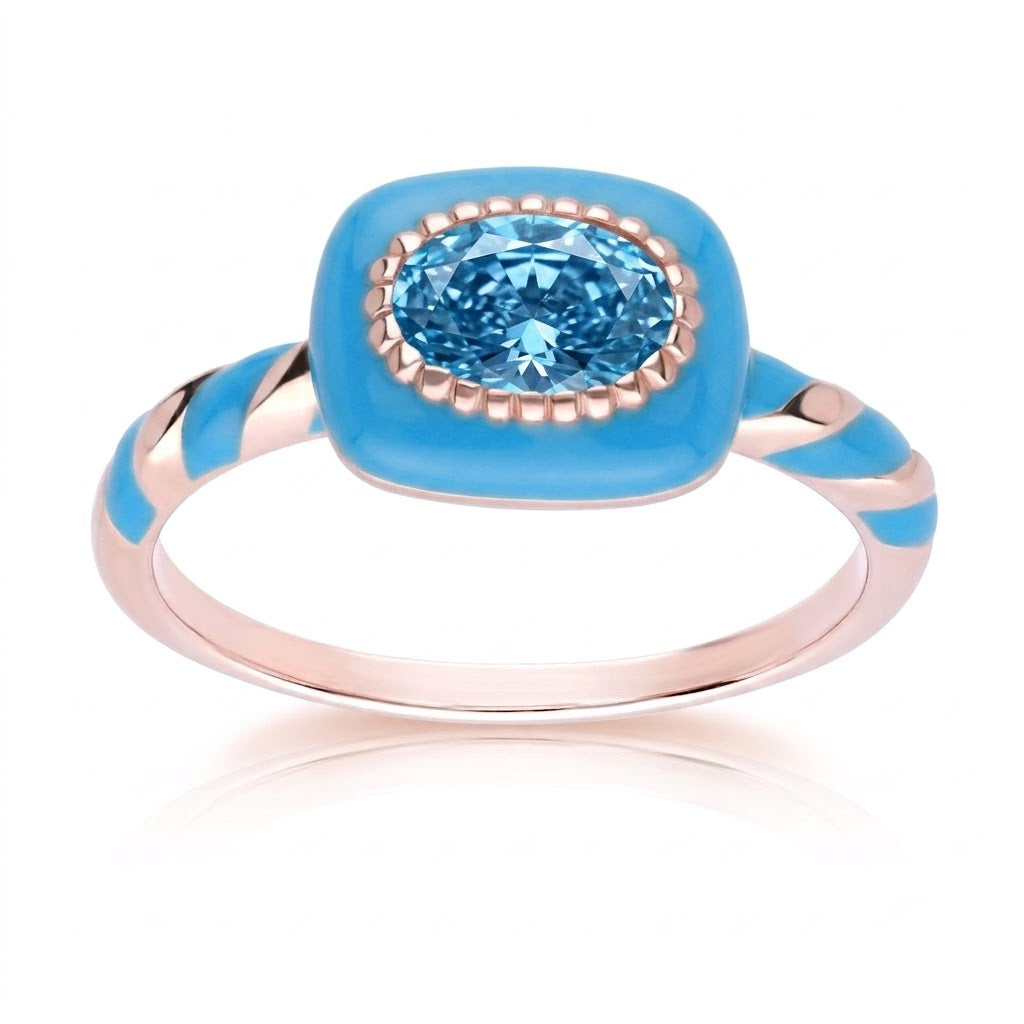 Lumina Pear-Cut Enamel Ring (Sky Blue Edition)