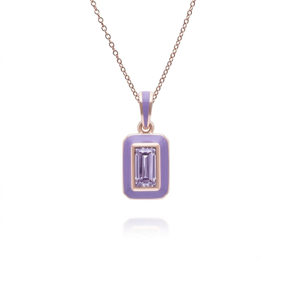 Lumina Emerald-Cut Enamel Pendant Necklace (Mint Green Edition)