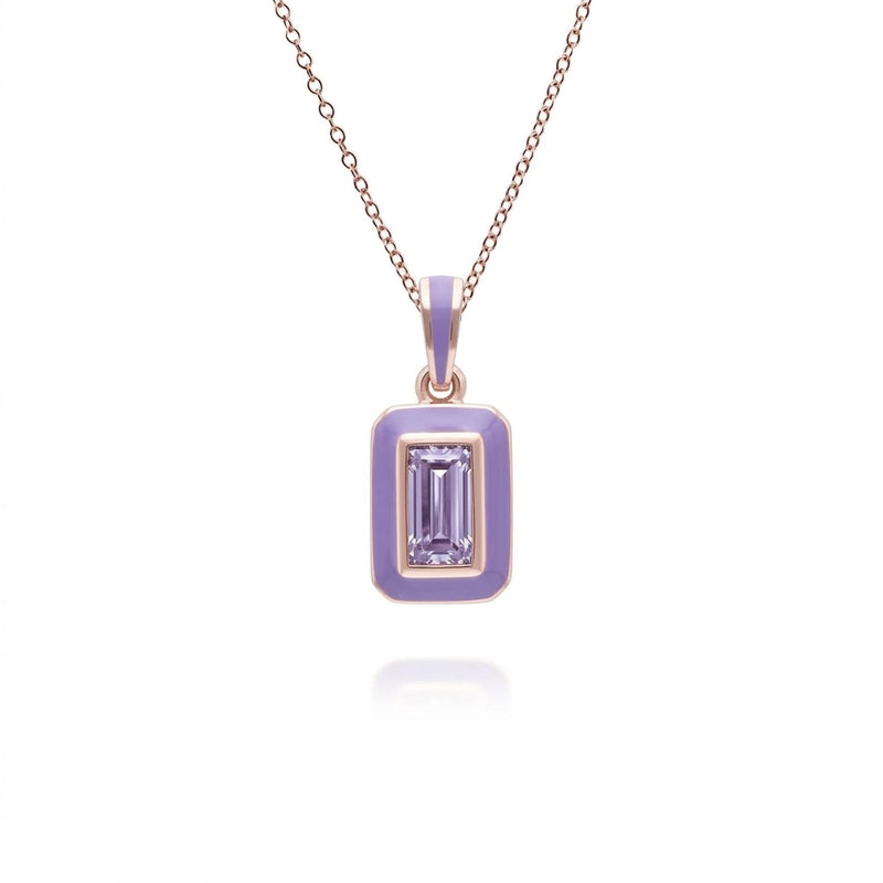 Lumina Emerald-Cut Enamel Pendant Necklace (Mint Green Edition)