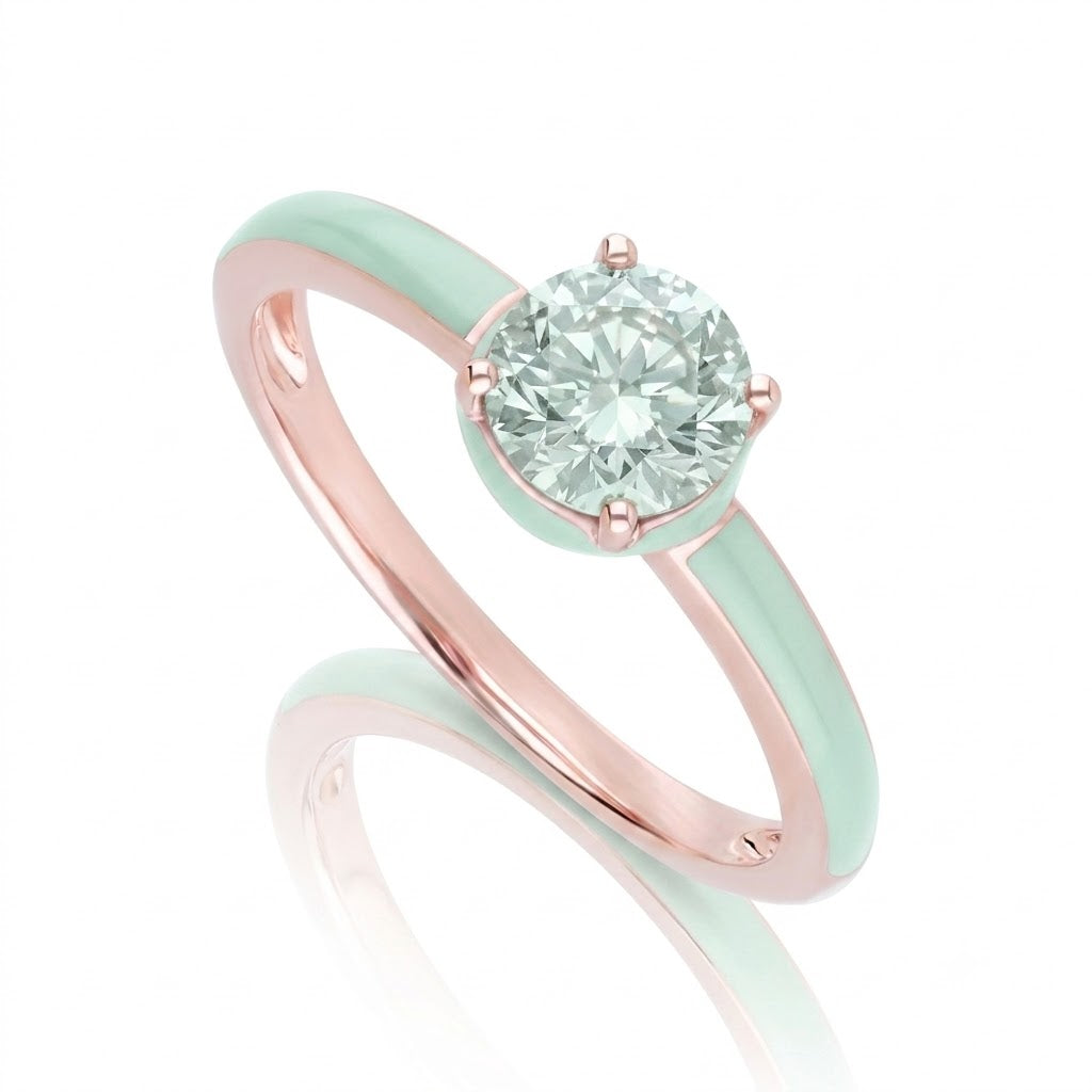 Lumina Round-Cut Enamel Ring (Mint Green Edition)