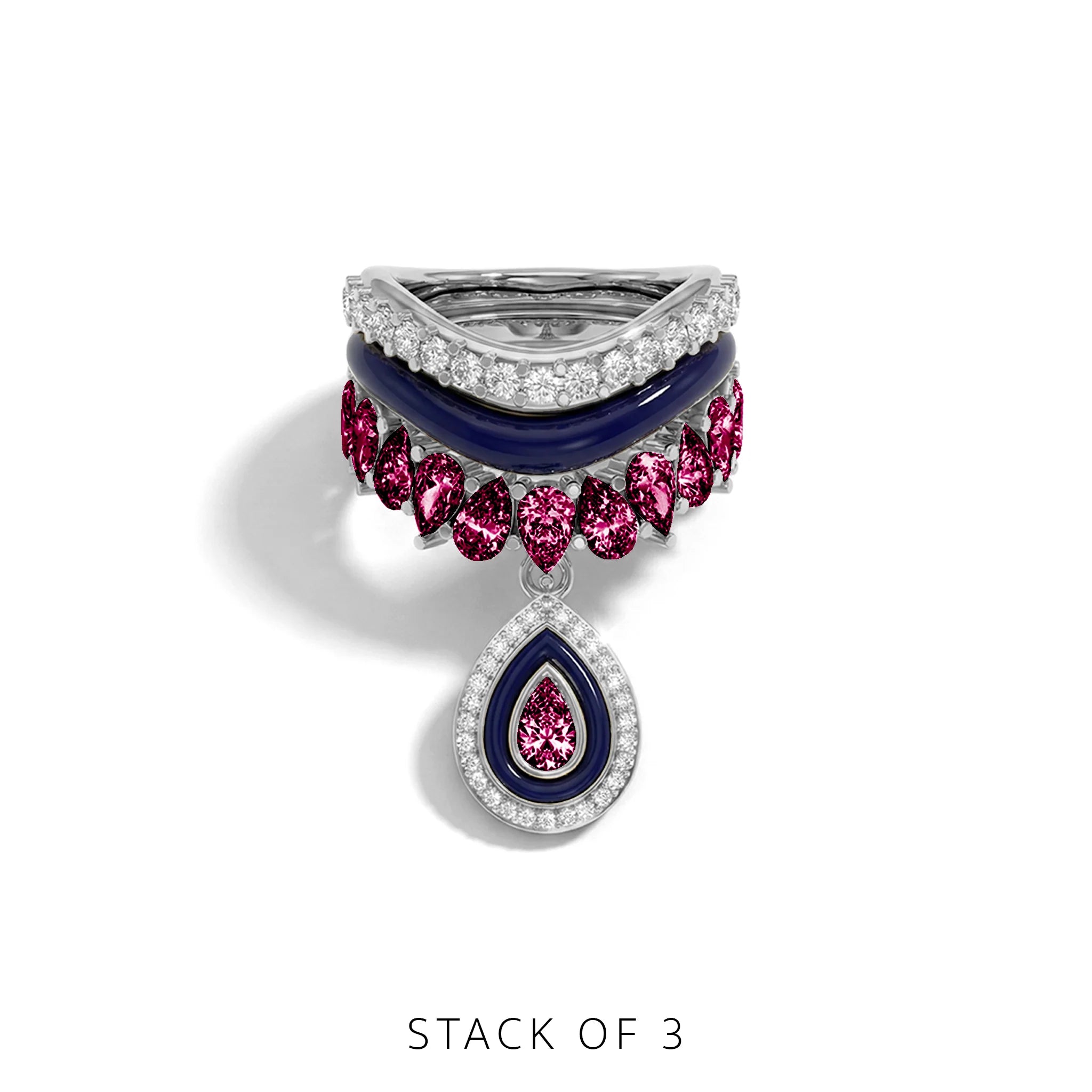 Varna-Volt-Silver Trio Ring Stack