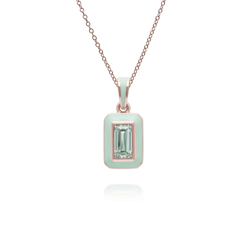 Lumina Emerald-Cut Enamel Pendant Necklace (Mint Green Edition)