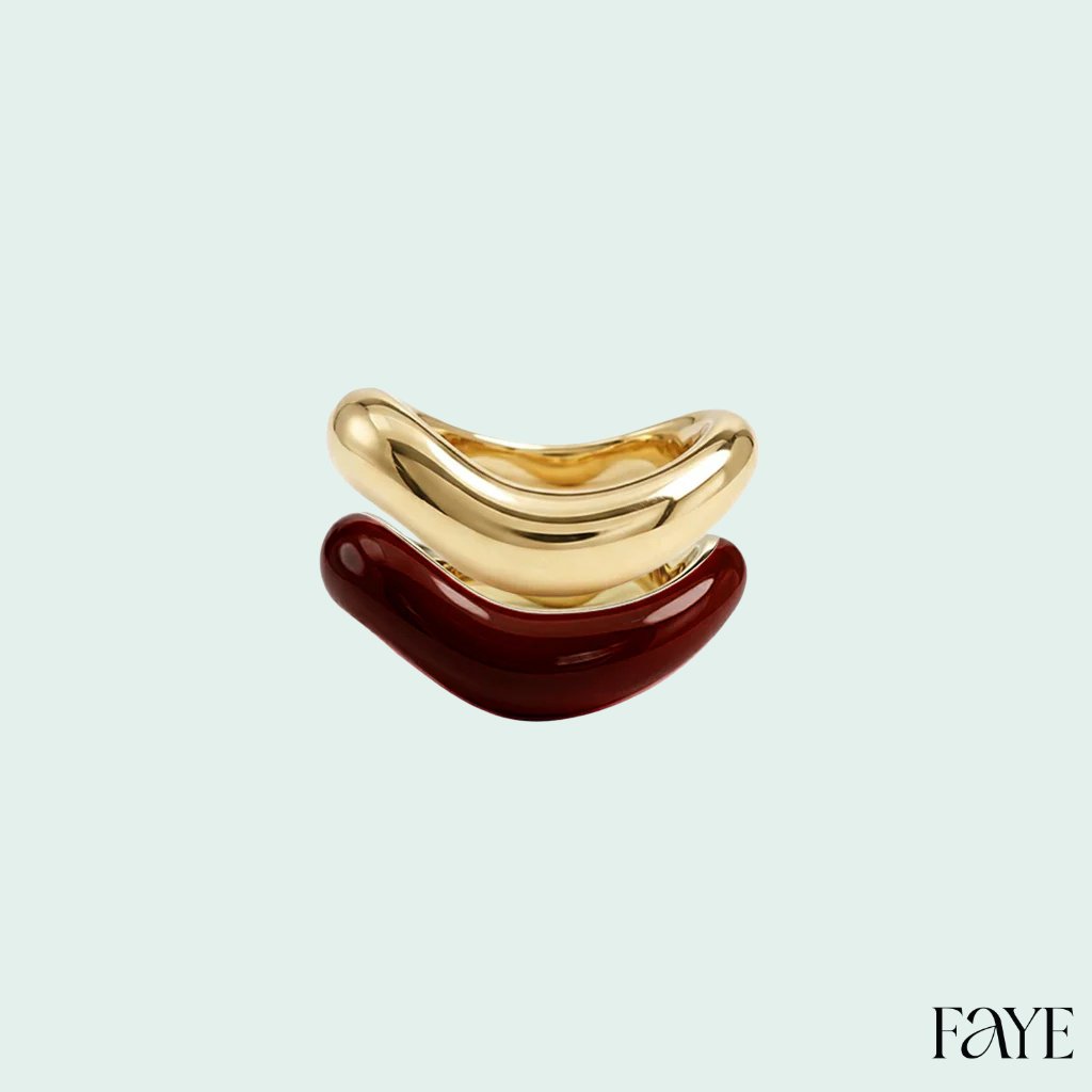 Gold Liquid Tide Rings (set of 2)