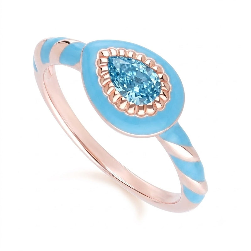 Lumina Pear-Cut Enamel Ring (Sky Blue Edition)