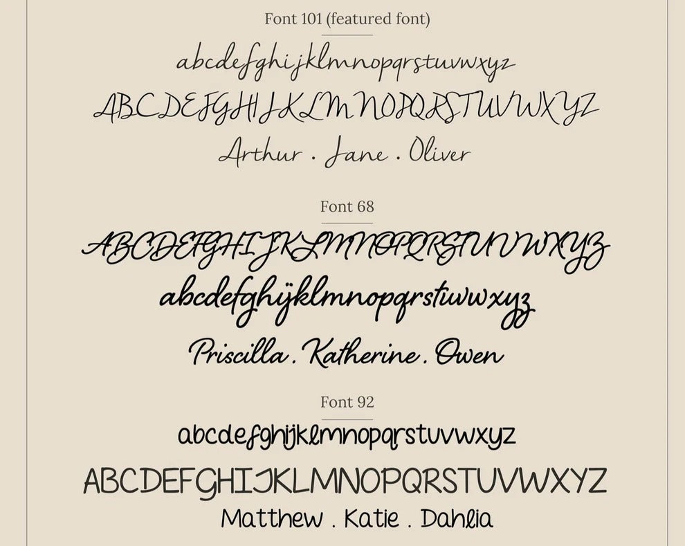 Comparison of three different fonts with sample text on a beige background