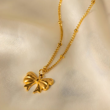 Celeste Bow Pendant Necklace - 18k Gold Plated Chain Necklace