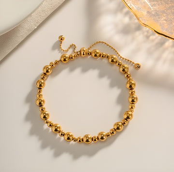 Aurelia Bead Bracelet - 18k Gold Plated Beaded Chain Bracelet