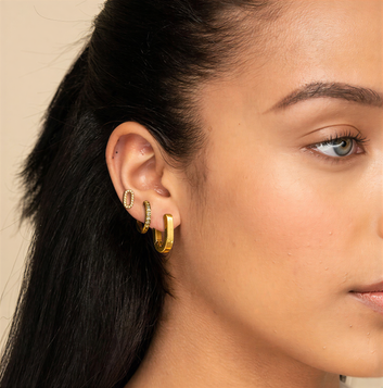 Celeste Trio Earring Set – 18k Gold Plated Hoops & Studs