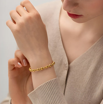 Aurelia Bead Bracelet - 18k Gold Plated Beaded Chain Bracelet