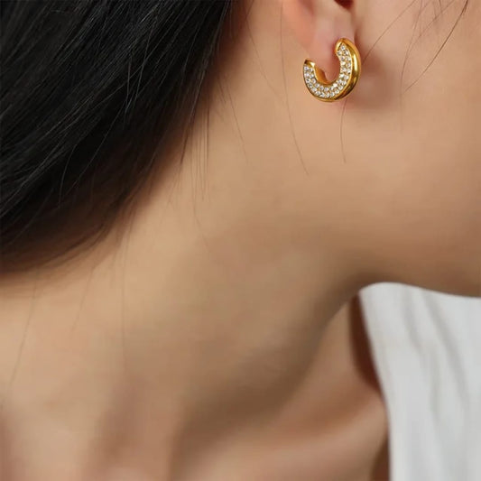 Amara Pave Huggies - 18k Gold Plated Earrings