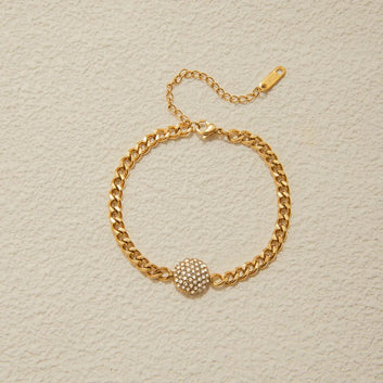 Stella Pave Curb Bracelet - 18k Gold Plated Chain Bracelet