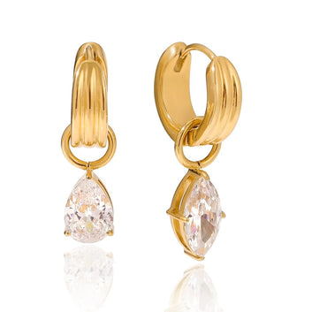 Cleo Marquise Drop Huggies - 18k Gold Plated Earrings