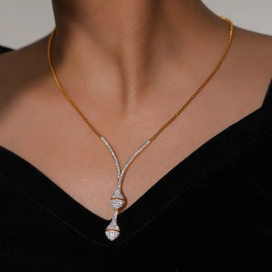 Cascada Pave Lariat Necklace - 18k Gold Plated Necklace