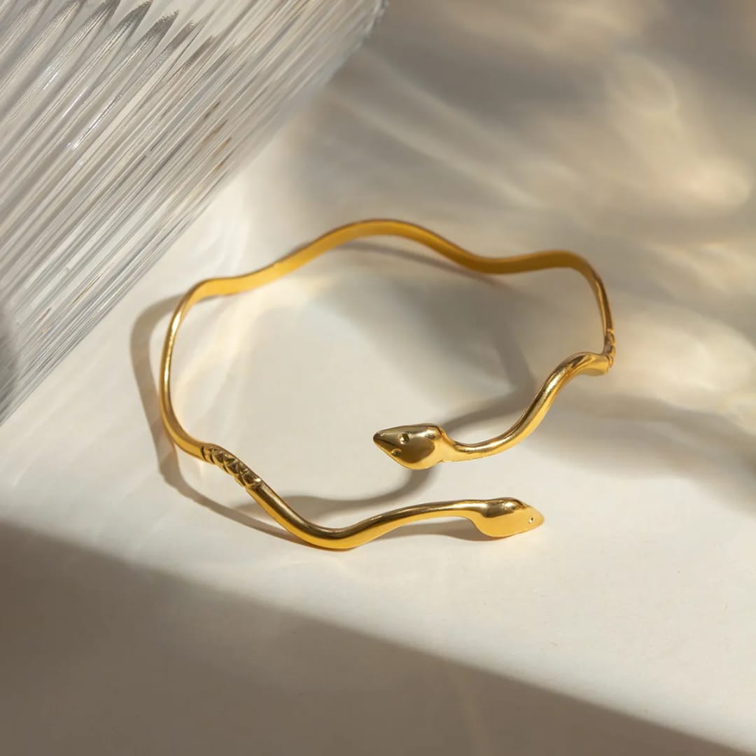 Medusa Serpent Cuff - 18k Gold Plated Bangle