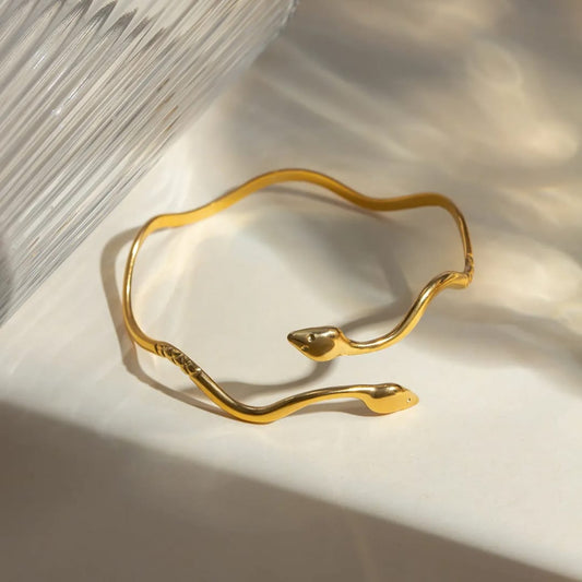 Medusa Serpent Cuff - 18k Gold Plated Bangle
