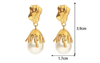 Midas Pearl Drop Earrings - 18k Gold Plated Statement Earrings
