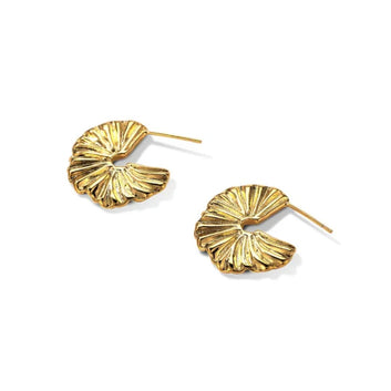 Aurelia Pleated Hoops - 18k Gold Plated Statement Earrings