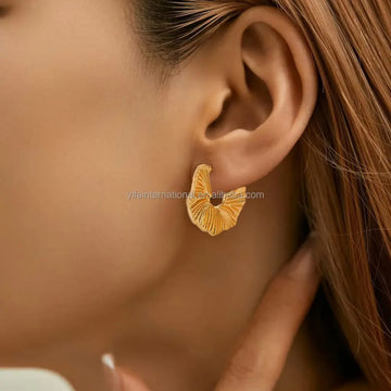 Aurelia Pleated Hoops - 18k Gold Plated Statement Earrings