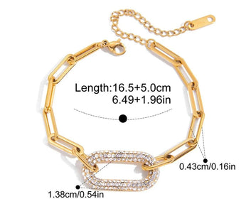 Sloane Pave Link Bracelet - 18k Gold Plated Paperclip Bracelet