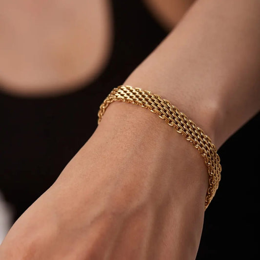 Siena Woven Chain Bracelet - 18k Gold Plated Bracelet