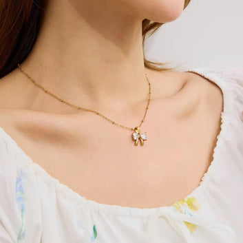 Jolie Bow Pendant Necklace - 18k Gold Plated Necklace