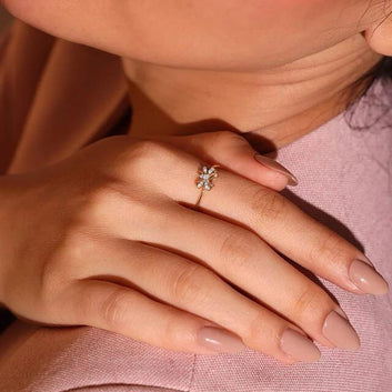 Pave Bow Dainty Ring Solid 925 Sterling Silver