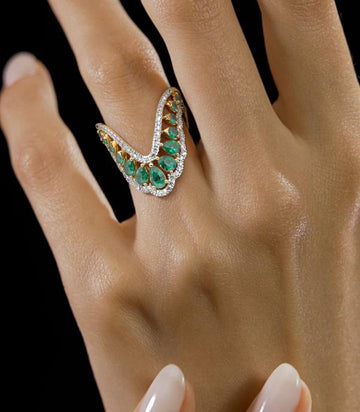 Emerald Pear-Cut Ring | Solid 925 Sterling Silver |