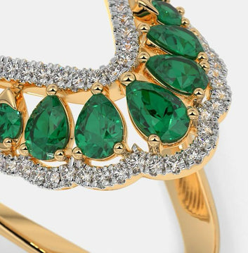 Emerald Pear-Cut Ring | Solid 925 Sterling Silver |