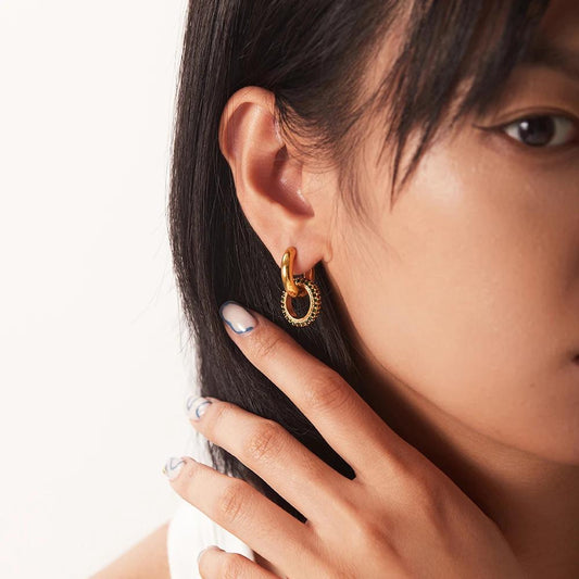 Beaded Circle Huggie Earrings