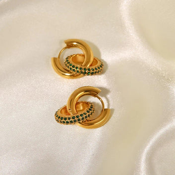 Beaded Circle Huggie Earrings