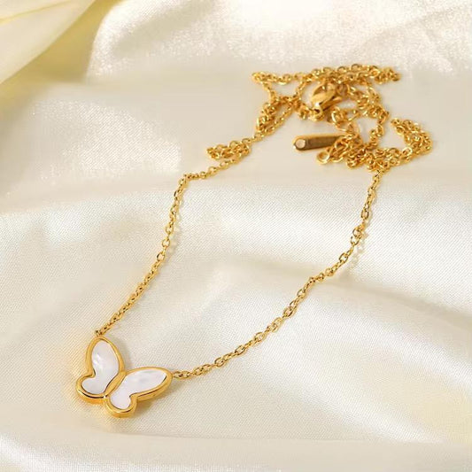 Mother-of-Pearl Butterfly Pendant Necklace