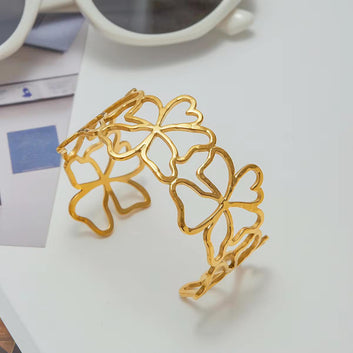 Four-Leaf Clover Cuff Bracelet.