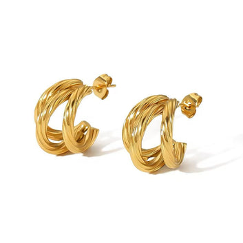 Twisted Gold Hoop Earrings.
