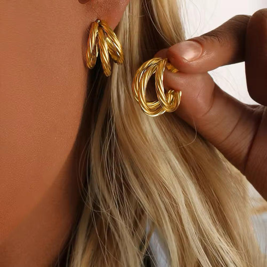 Twisted Gold Hoop Earrings.