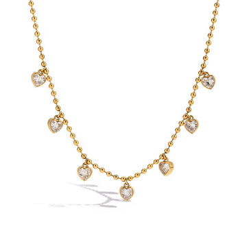 Sparkling Heart Station Necklace