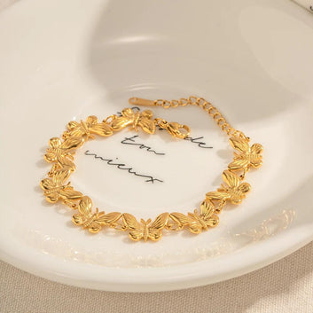 Butterfly Charm 18K Gold-Plated Bracelet