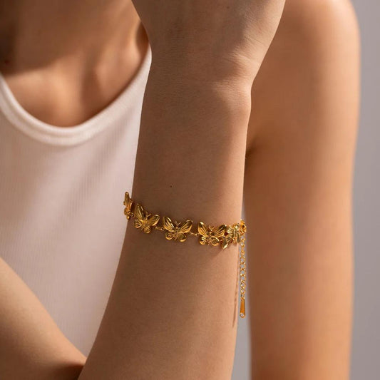 Butterfly Charm 18K Gold-Plated Bracelet