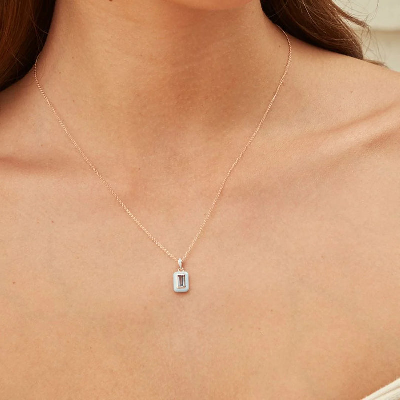 Lumina Emerald-Cut Enamel Pendant Necklace (Mint Green Edition)