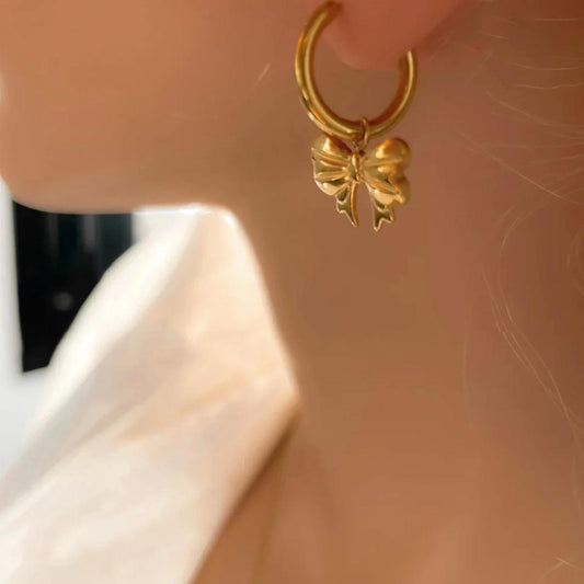 Charming Bow Hoop Earrings