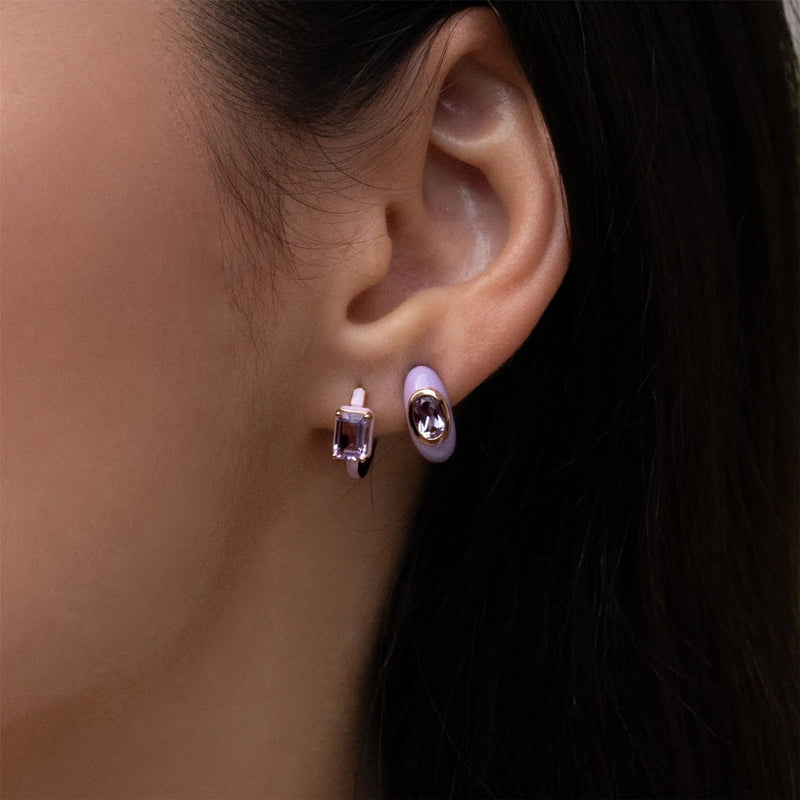 Azure Arc Baguette Huggie Earrings (Lavender Edition)