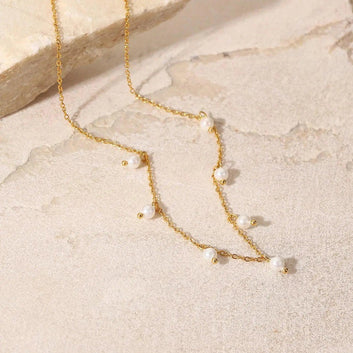 Delicate Pearl Choker Necklace – 18K Gold-Plated Stainless Steel