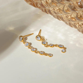 Elegant Crystal Drop Earrings in Gold