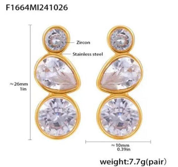 Elegant Crystal Drop Earrings with 18k Gold PVD Stainless Steel